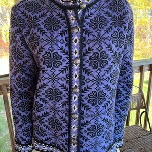 EUC Purple and Black Patterned Cardigan